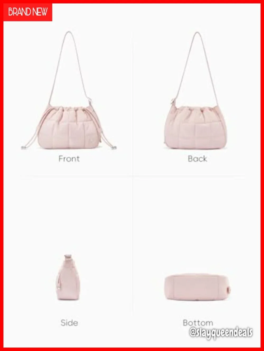 Quilted Nylon Hobo Shoulder Bag with Wide Strap